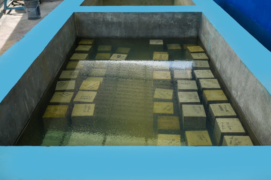 Cube curing vat in the NA RMC laboratory