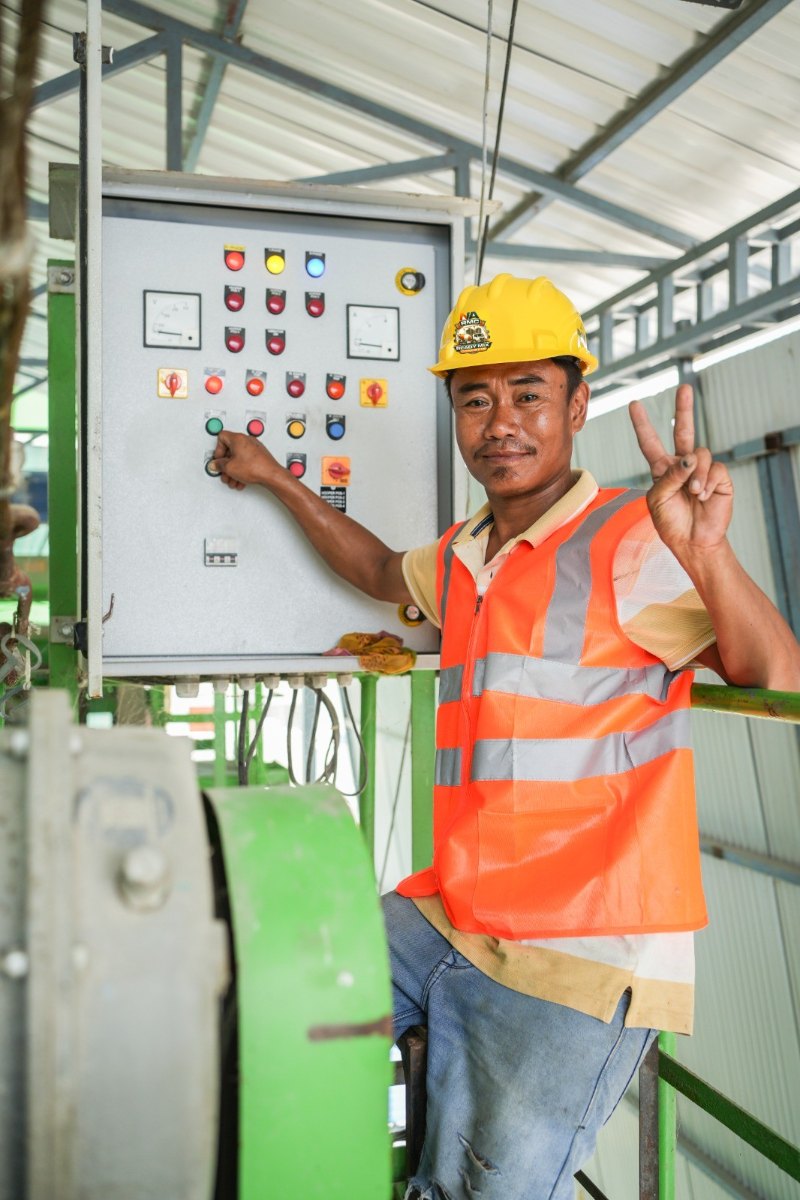 Our plant operator at the batching panel